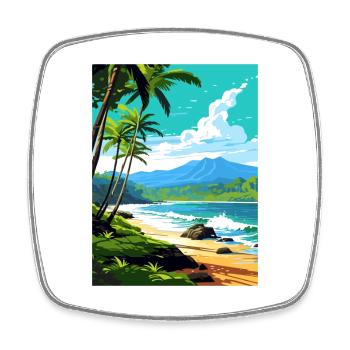 Waianapanapa Hawaii Vintage Reiseposter Souvenir - Viereckiger Kühlschrankmagnet - Weiß - Vorne