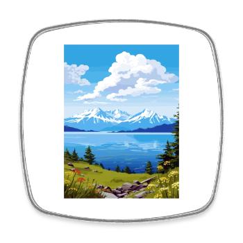 Kachemak Bay Alaska Vintage Reiseposter Souvenir - Viereckiger Kühlschrankmagnet - Weiß - Vorne