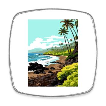 Waianapanapa Hawaii Vintage Reiseposter Souvenir - Viereckiger Kühlschrankmagnet - Weiß - Vorne