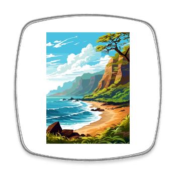 Napali Coast Hawaii Vintage Reiseposter Souvenir - Viereckiger Kühlschrankmagnet - Weiß - Vorne