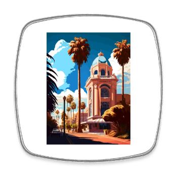 San Jose Kalifornien Vintage Reiseposter Souvenir - Viereckiger Kühlschrankmagnet - Weiß - Vorne