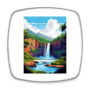 Wailua Falls Hawaï Vintage voyage affiche Souvenir - Magnet carré - blanc - Devant
