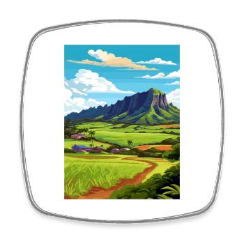 Kualoa Ranch Hawaii Vintage Reiseposter Souvenir - Viereckiger Kühlschrankmagnet - Weiß - Vorne