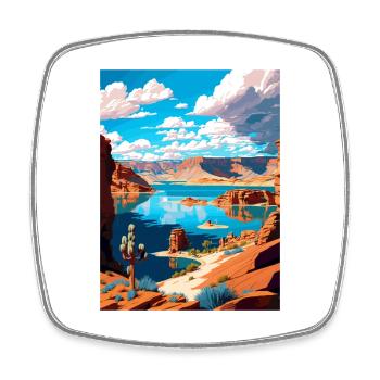 Canyon Lake Arizona Vintage Reiseposter Souvenir - Viereckiger Kühlschrankmagnet - Weiß - Vorne