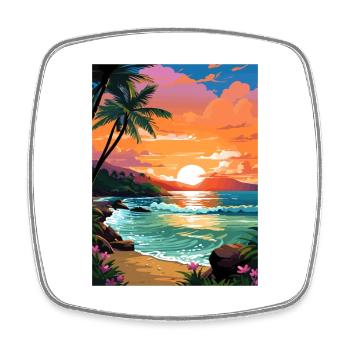 Sunset Beach Hawaii Vintage Reiseposter Souvenir - Viereckiger Kühlschrankmagnet - Weiß - Vorne