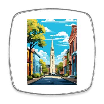 Charleston Carolina Vintage Reiseposter Souvenir - Viereckiger Kühlschrankmagnet - Weiß - Vorne