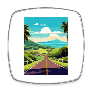 Road To Hana Hawaii Vintage voyage affiche Souvenir - Magnet carré - blanc - Devant