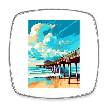 Cocoa Beach Floride Vintage voyage affiche Souvenir - Magnet carré - blanc - Devant