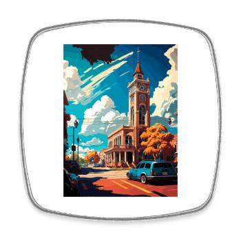 Stockton California Vintage Travel Poster Souvenir - Square fridge magnet - white - Front