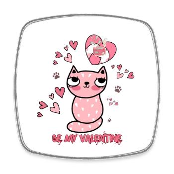 Katzenherz Valentinsdesign mit Liebe - Viereckiger Kühlschrankmagnet - Weiß - Vorne