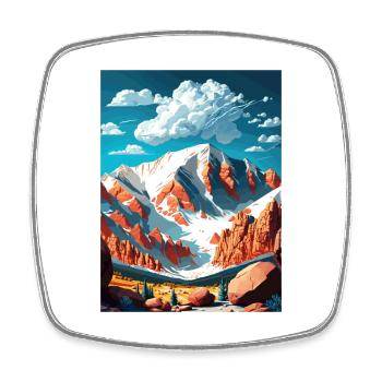 Pike Peaks Colorado Vintage Reiseposter Souvenir - Viereckiger Kühlschrankmagnet - Weiß - Vorne