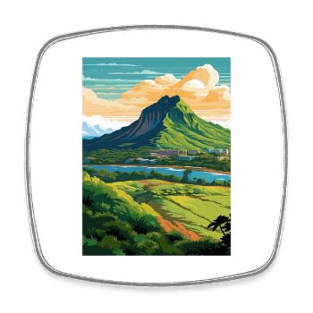 Diamond Head Hawaï Vintage Travel Poster Souvenir - Magnet carré - blanc - Devant