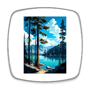 Bass Lake Californie Vintage voyage affiche WPA Art - Magnet carré - blanc - Devant
