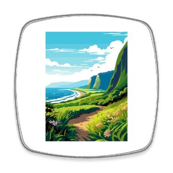 Waipio Valley Hawaii Vintage Travel Poster WPA Art - Square fridge magnet - white - Front