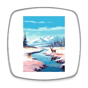 Alaska Vereinigte Staaten Vintage Reiseposter WPA Kunst - Viereckiger Kühlschrankmagnet - Weiß - Vorne