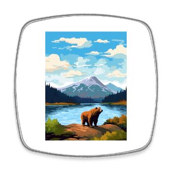 Île de Kodiak Alaska Vintage voyage affiche WPA Art - Magnet carré - blanc - Devant