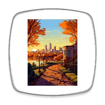 Boston Massachusetts Vintage Travel Poster WPA Art - Square fridge magnet - white - Front