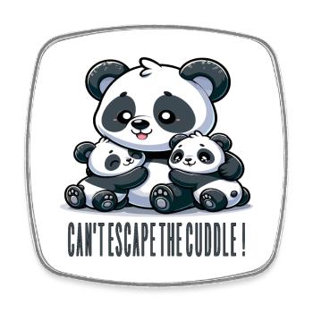 Entzückende Panda-Familienumarmung - Viereckiger Kühlschrankmagnet - Weiß - Vorne