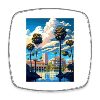Riverside California Vintage Reiseposter WPA Kunst - Viereckiger Kühlschrankmagnet - Weiß - Vorne