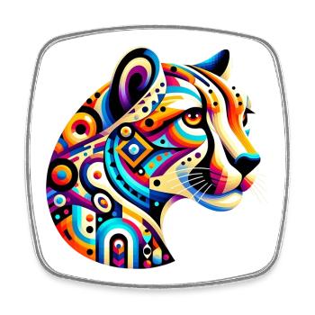 Gepard - Viereckiger Kühlschrankmagnet - Weiß - Vorne