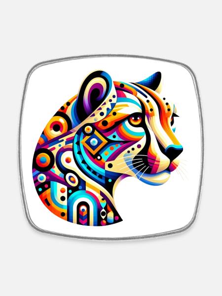 Gepard - Viereckiger Kühlschrankmagnet - Weiß