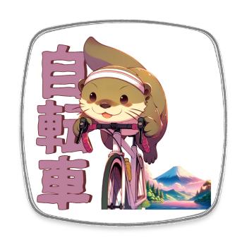 Anime Manga Cycling Otter - Square fridge magnet - white - Front