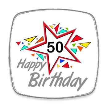 50th Birthday , 50 Years Happy Birthday Star (25) - Square fridge magnet - white - Front