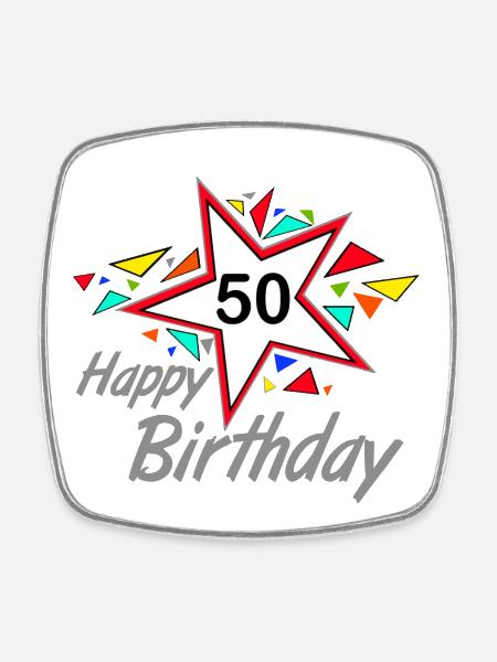 50e anniversaire, 50 ans Happy Birthday Star (25) - Firkantet køleskabsmagnet - hvid