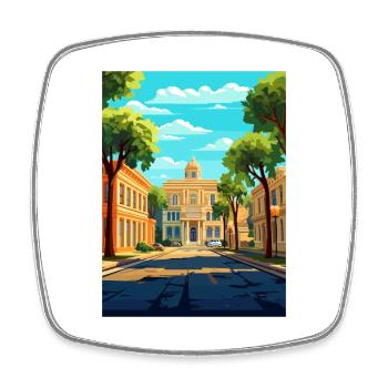 Savannah Georgia Vintage Reiseposter Souvenir - Viereckiger Kühlschrankmagnet - Weiß - Vorne