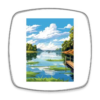Lac Conroe Texas Vintage voyage affiche Souvenir - Magnet carré - blanc - Devant