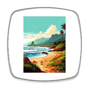 Ke E Beach Hawaï Vintage voyage affiche Souvenir - Magnet carré - blanc - Devant
