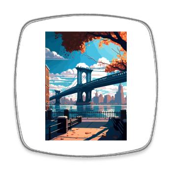 Brooklyn New York Vintage Travel Poster Souvenir - Square fridge magnet - white - Front