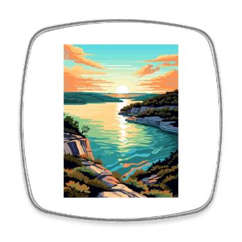 Lac Travis Texas Vintage voyage affiche Souvenir - Magnet carré - blanc - Devant
