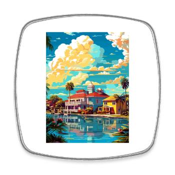 Melbourne Floride Vintage voyage affiche Souvenir - Magnet carré - blanc - Devant