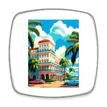 Palm Beach Floride Vintage voyage affiche Souvenir - Magnet carré - blanc - Devant