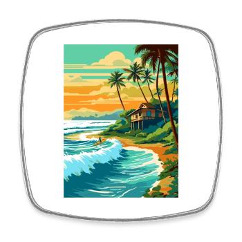 North Shore Hawaii Vintage Travel Poster Souvenir - Square fridge magnet - white - Front