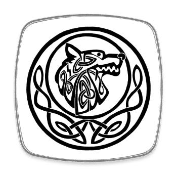 Black Wolf Lunar Symbol - Square fridge magnet - white - Front