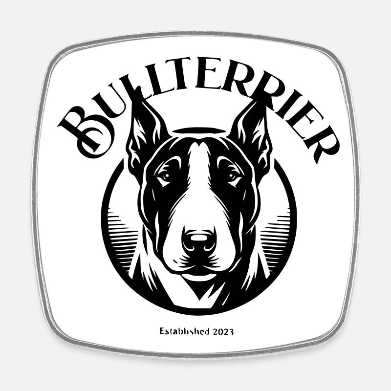 BULLTERRIER LOGO - Viereckiger Kühlschrankmagnet - Weiß