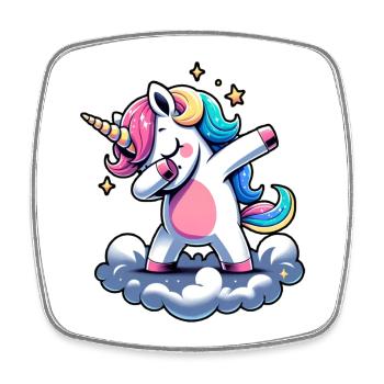 Danse de la Licorne Arc-en-ciel - Magnet carré - blanc - Devant