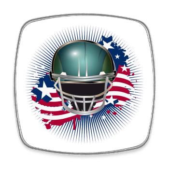 Football Helm mit amerikanischer Flagge - Viereckiger Kühlschrankmagnet - Weiß - Vorne