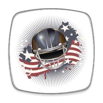 Casque de football avec drapeau des États-Unis aux couleurs vintage - Magnet carré - blanc - Devant