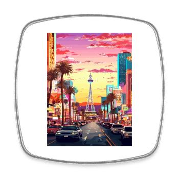 Las Vegas Nevada Vintage Reiseposter Souvenir - Viereckiger Kühlschrankmagnet - Weiß - Vorne