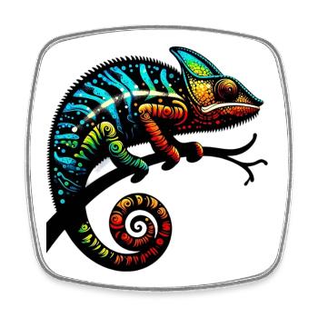 Chameleon - Square fridge magnet - white - Front