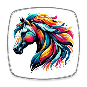 Cheval - Magnet carré - blanc - Devant