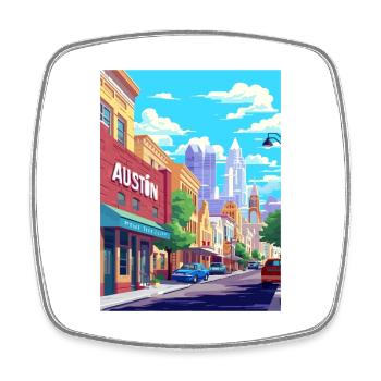 Austin Texas Vintage Voyage Poster WPA Souvenir - Magnet carré - blanc - Devant