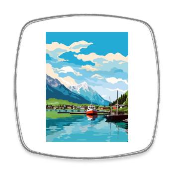 Seward Alaska Vintage Reiseposter WPA Souvenir - Viereckiger Kühlschrankmagnet - Weiß - Vorne