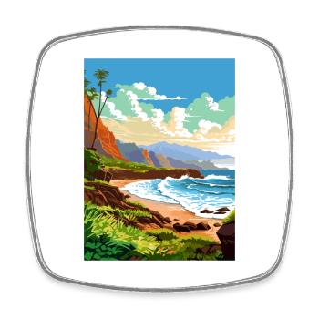 Kauai Hawaii Vintage Voyage Poster WPA Souvenir - Magnet carré - blanc - Devant