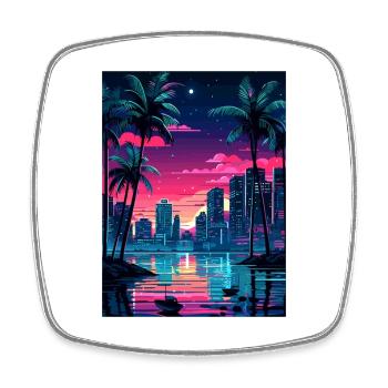 Miami Floride Vintage Voyage Poster WPA Souvenir - Magnet carré - blanc - Devant