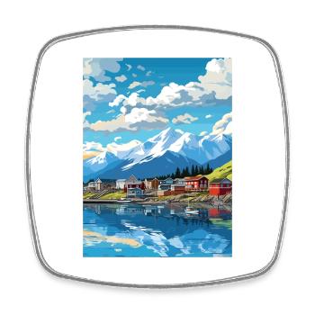 Seward Alaska Vintage Reiseposter WPA Souvenir - Viereckiger Kühlschrankmagnet - Weiß - Vorne