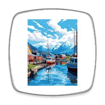 Valdez Alaska Vintage Voyage Poster WPA Souvenir - Magnet carré - blanc - Devant